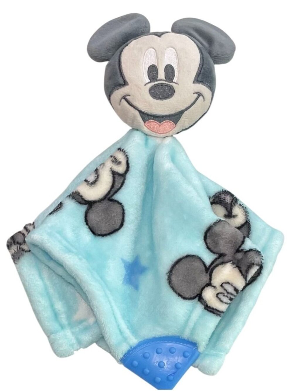 Disney Baby Mickey Mouse Stars Soft Blue Lovey Security Blanket Plush Teether